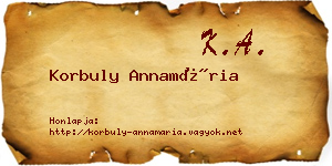 Korbuly Annamária névjegykártya